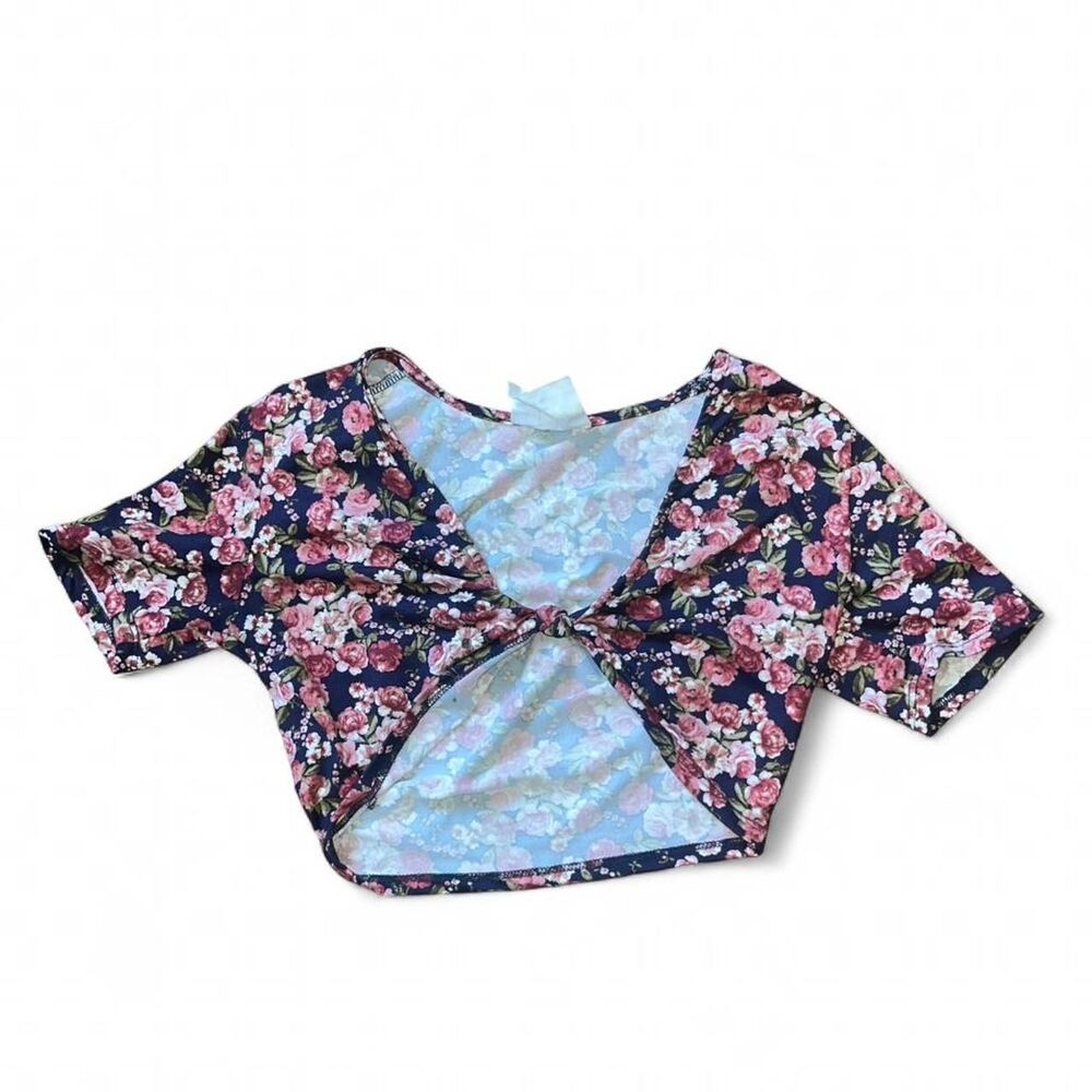 Sadie & Sage Womens Two Piece Navy Floral Crop Top + Matching Maxi Skirt SZ S